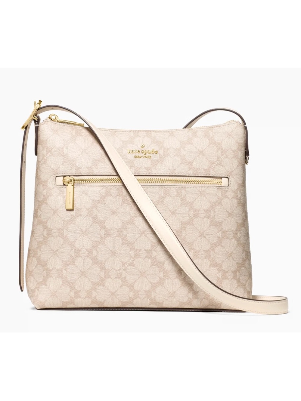 New Kate Spade 454 Spade Flower Swingpack Crossbody Dark Beige Moon Dust
